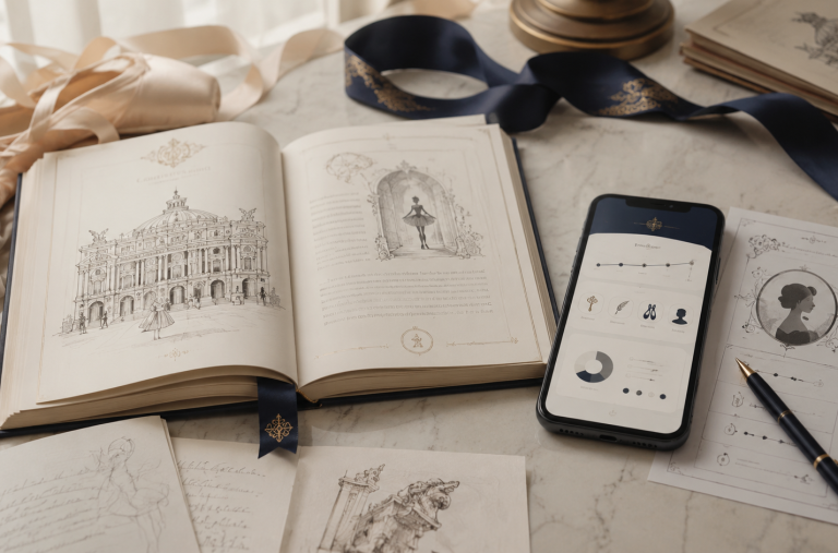 Livre ouvert et smartphone avec application compagnon, pour suivre le parcours dans La Variation des Étoiles.